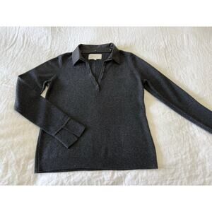 Brochu Walker | Women’s Small | Ona Henley Charcoal Cashmere Leather Sweater